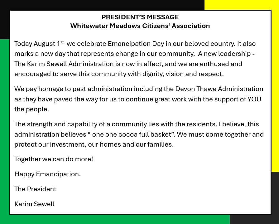 Emancipation Day 2025 Message